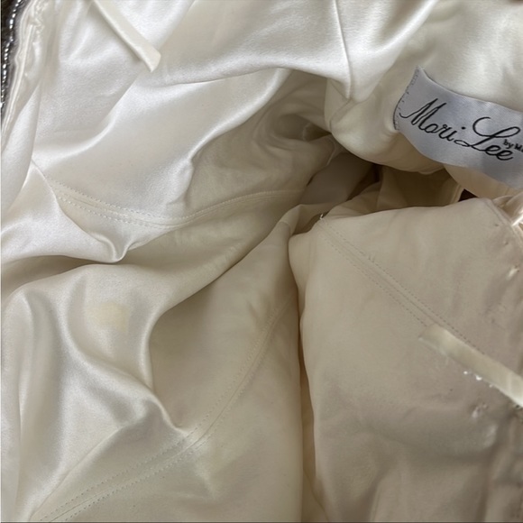 Mori Lee floral embroidered bead embellished Ivory wedding gown dress size 10 - Picture 6 of 8